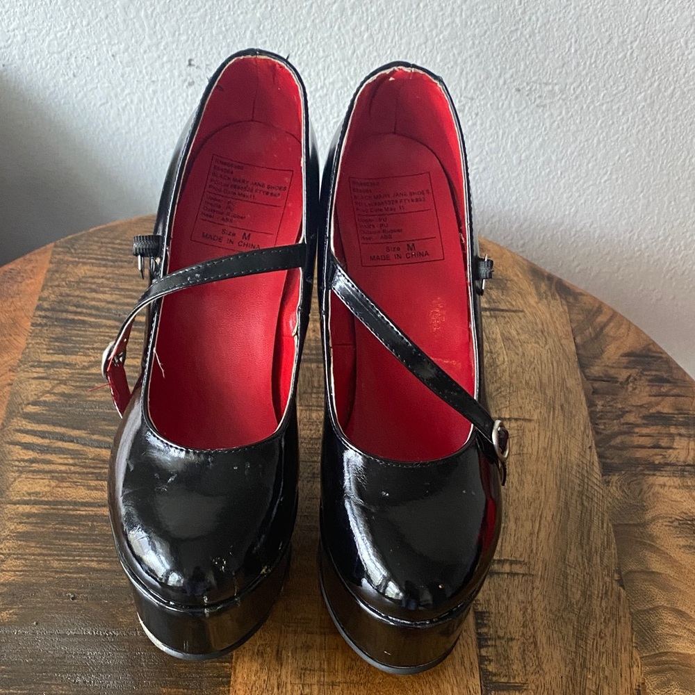 Black Mary Jane Platform Heels